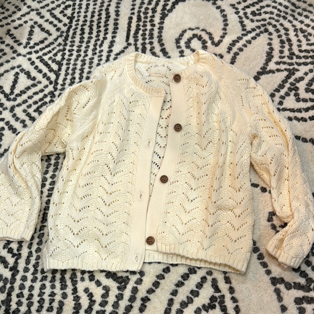 Cream Knit Button-Up Sweater